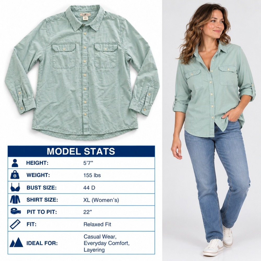 Tommy Bahama Silk Linen Button Down Shirt Aqua Green Relaxed Fit XL Womens